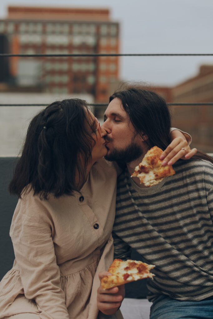 Pizza date engagement session