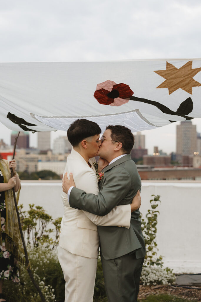 Brooklyn Grange Rooftop Farm Jewish Wedding // Queer Wedding Photographer
